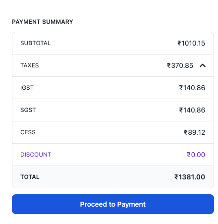 Overview Payment Summary